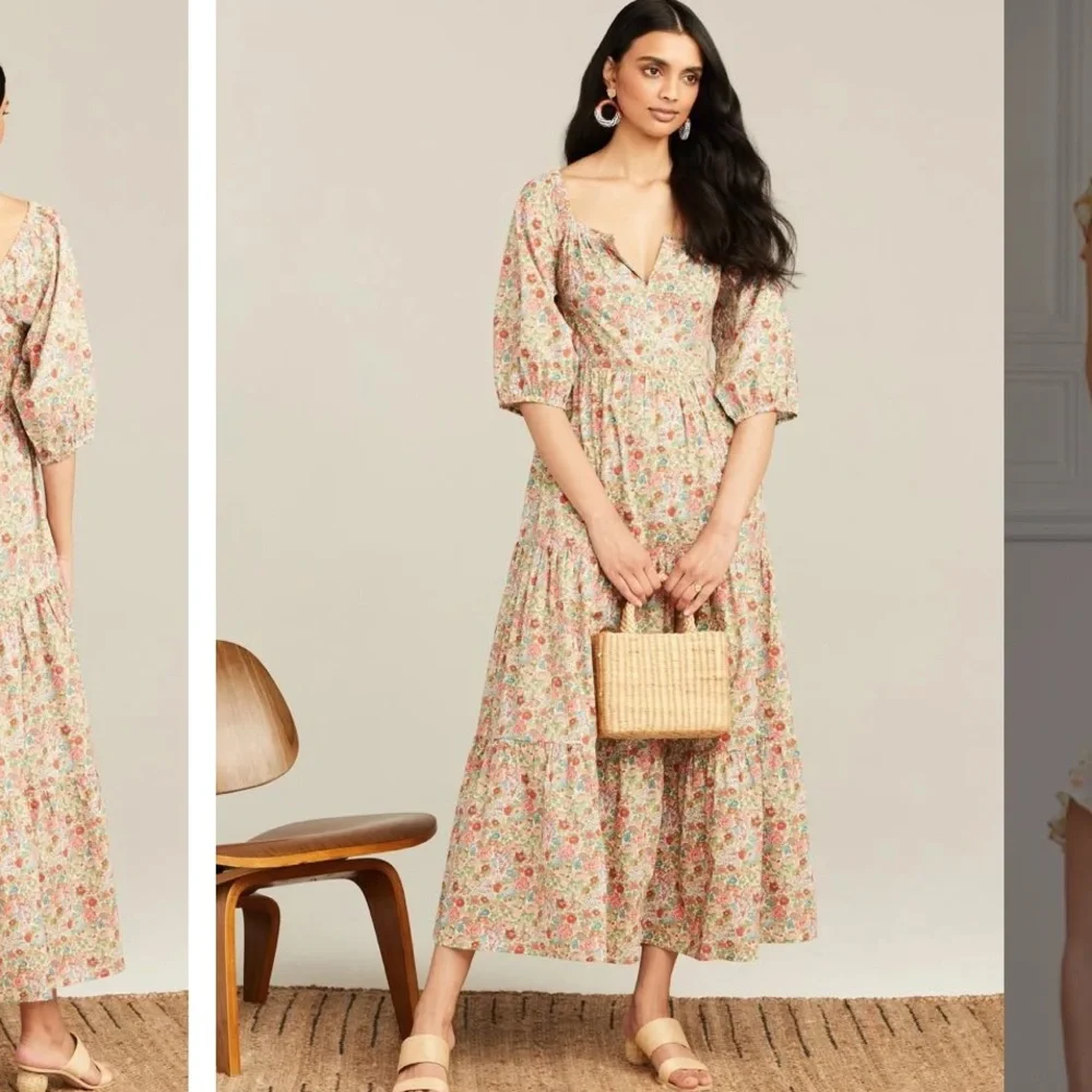 NWT Roller Rabbit Elysian Day Zara Puff Sleeve Poplin Dress - Picture 2 of 14